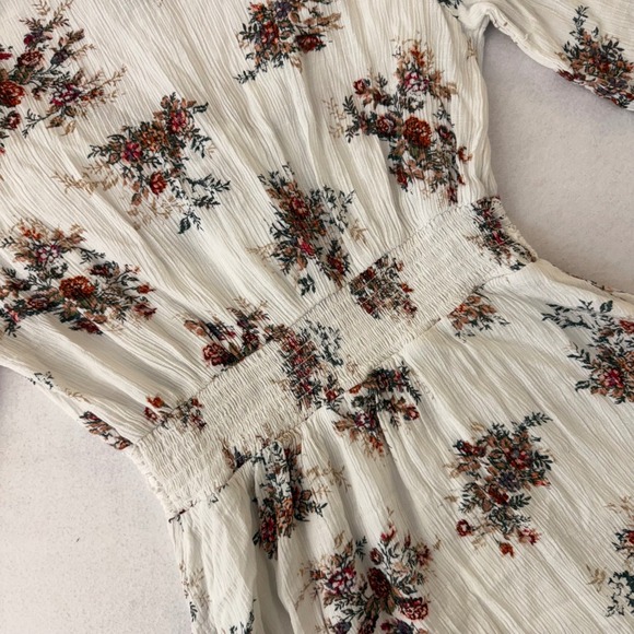 American Rag Cie Floral Lace Up Mini Dress Ivory Boho Crochet Trim XS - Picture 11 of 11